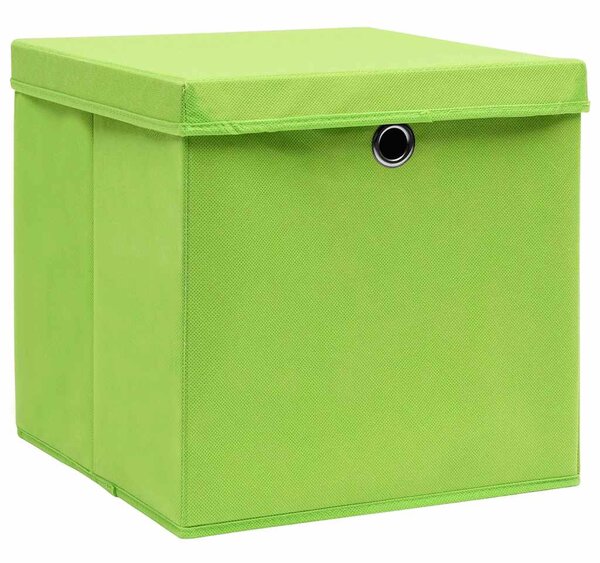Úložné boxy s víky 10 ks 28 x 28 x 28 cm zelené 325230