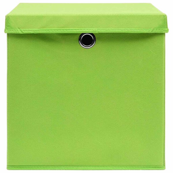 Úložné boxy s víky 10 ks 28 x 28 x 28 cm zelené 325230