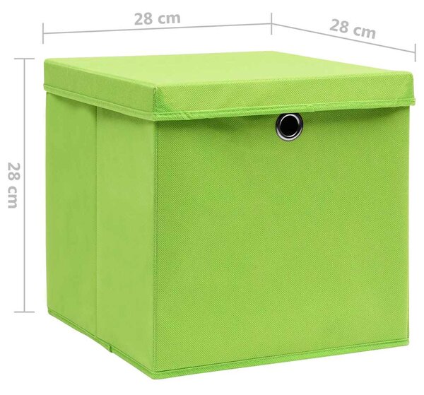 Úložné boxy s víky 10 ks 28 x 28 x 28 cm zelené 325230