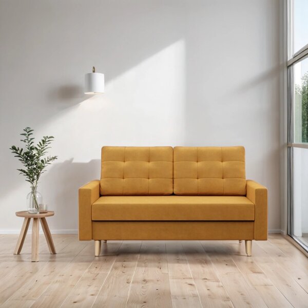 Dvoumístná pohovka BLANK Elegant rozkládací, žlutá