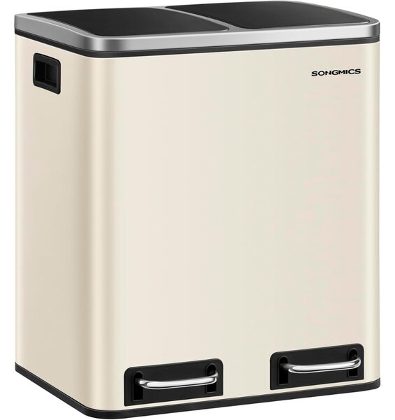 Koš na třídění odpadu SORT 30l (2×15l), béžová/stříbrná/černá SongmicsHome