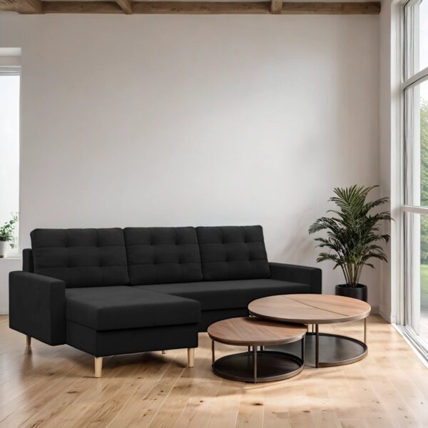 Rohová rozkládací sedačka BLANK Comfort černá