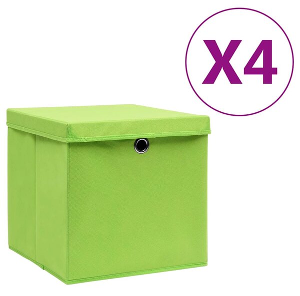 Úložné boxy s víky 4 ks 28 x 28 x 28 cm zelené 325228