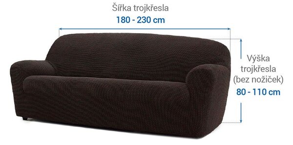 Super strečové potahy NIAGARA čokoládová trojkřeslo (š. 180 - 230 cm)