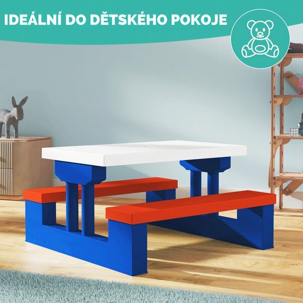Dětská sedací sestava se slunečníkem JASMIN, 67x78,5x42,5cm, modrá/bílá/červená Spielwerk