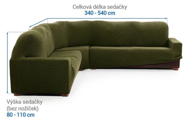 Super strečové potahy NIAGARA zelená rohová sedačka (š. 340 - 540 cm)
