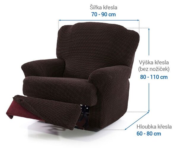 Super strečové potahy NIAGARA čokoládová relaxační křeslo ( š. 70 - 90 cm)