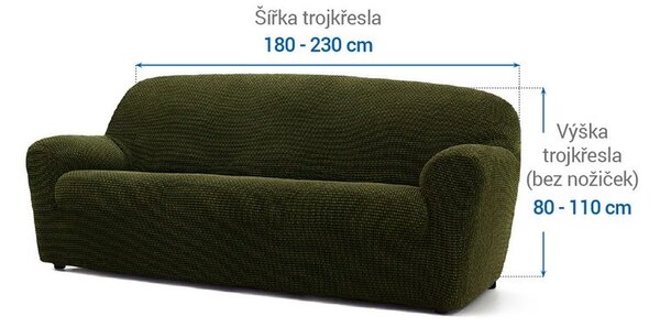 Super strečové potahy NIAGARA zelená trojkřeslo (š. 180 - 230 cm)