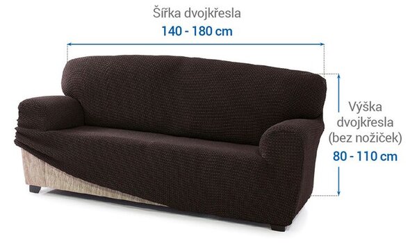 Super strečové potahy NIAGARA čokoládová dvojkřeslo (š. 140 - 180 cm)