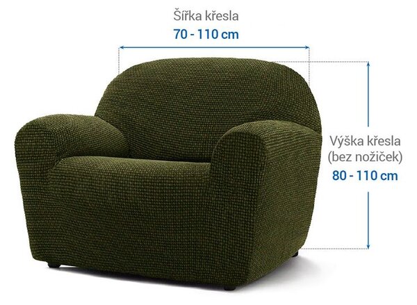 Super strečové potahy NIAGARA zelená křeslo (š. 70 - 110 cm)