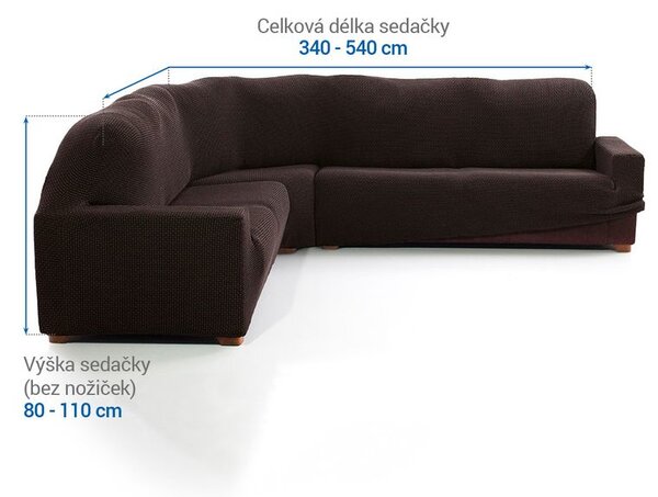 Super strečové potahy NIAGARA čokoládová rohová sedačka (š. 340 - 540 cm)