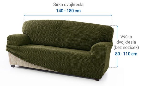 Super strečové potahy NIAGARA zelená dvojkřeslo (š. 140 - 180 cm)