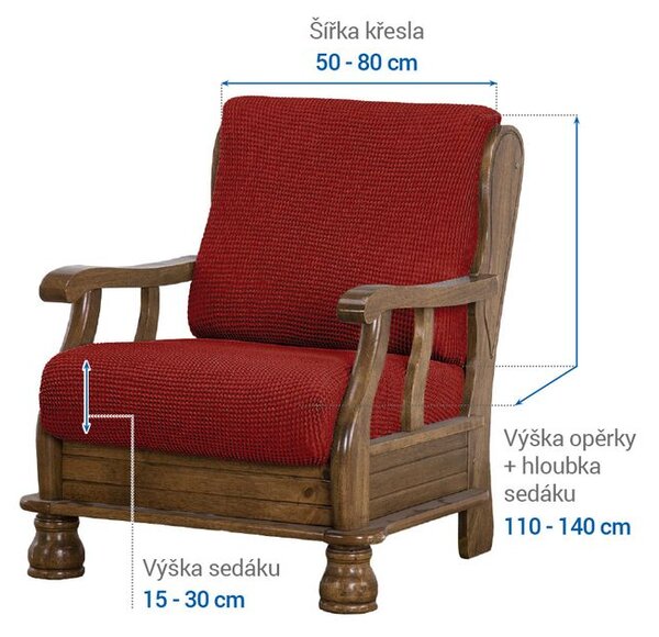 Super strečové potahy NIAGARA cihlová křeslo s dřevěnými rukojeťmi (š. 50 - 80 cm)