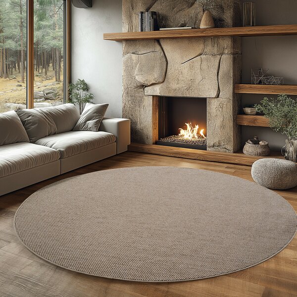 Ayyildiz, Kusový koberec Helix 2200 beige kruh, 120x120, béžová, chodba / předsíň
