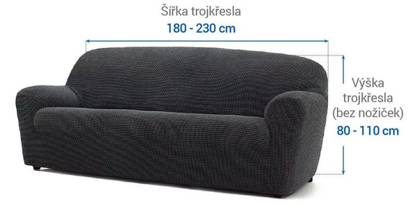 Super strečové potahy NIAGARA antracitová trojkřeslo (š. 180 - 230 cm)