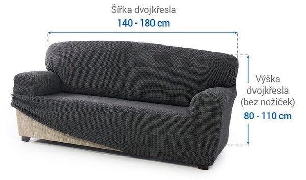 Super strečové potahy NIAGARA antracitová dvojkřeslo (š. 140 - 180 cm)