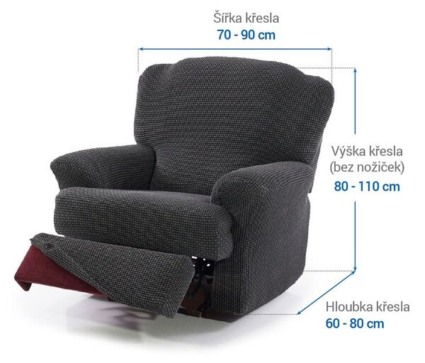 Super strečové potahy NIAGARA antracitová relaxační křeslo ( š.70 - 90 cm)