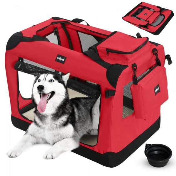 Leopet Přepravní box pro psy XXL, 91 x 63 x 63 cm, červený