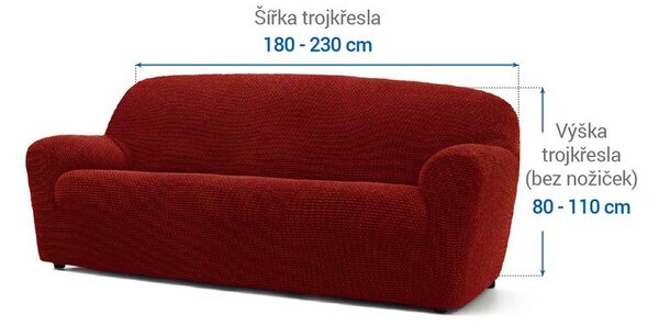 Super strečové potahy NIAGARA cihlová trojkřeslo (š. 180 - 230 cm)