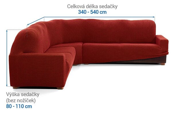 Super strečové potahy NIAGARA cihlová rohová sedačka (š. 340 - 540 cm)