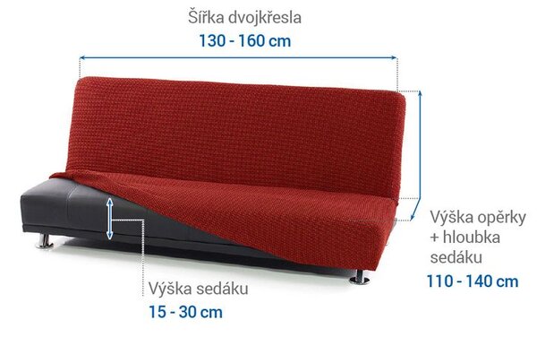 Super strečové potahy NIAGARA cihlová dvojkřeslo s dřevěnými rukojeťmi (š. 130 - 160 cm)