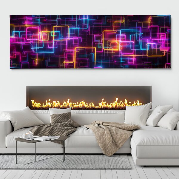 Obraz na plátně - Plynoucí neonové vzory FeelHappy.cz Velikost obrazu (šířka x výška): 60 x 20 cm