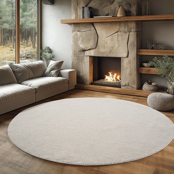 Ayyildiz, Kusový koberec Helix 2200 cream kruh, 120x120, béžová, chodba / předsíň