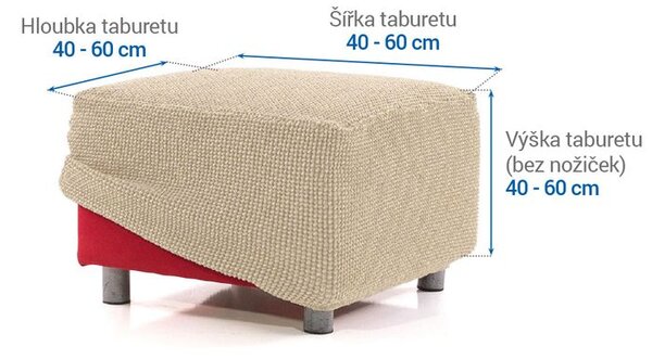 Super strečové potahy NIAGARA smetanová taburet (40 - 60 cm)