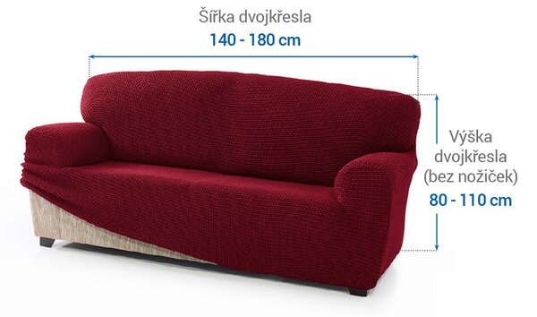 Super strečové potahy NIAGARA bordó dvojkřeslo (š. 140 - 180 cm)