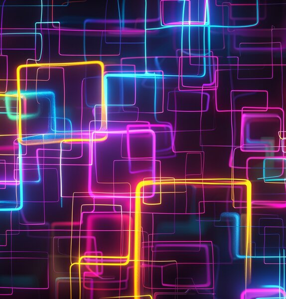 Obraz na plátně - Plynoucí neonové vzory FeelHappy.cz Velikost obrazu (šířka x výška): 60 x 20 cm