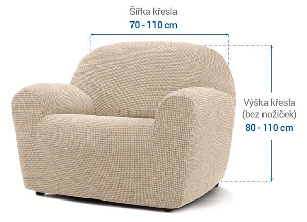 Super strečové potahy NIAGARA smetanová křeslo (š. 70 - 110 cm)