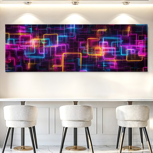Obraz na plátně - Plynoucí neonové vzory FeelHappy.cz Velikost obrazu (šířka x výška): 60 x 20 cm