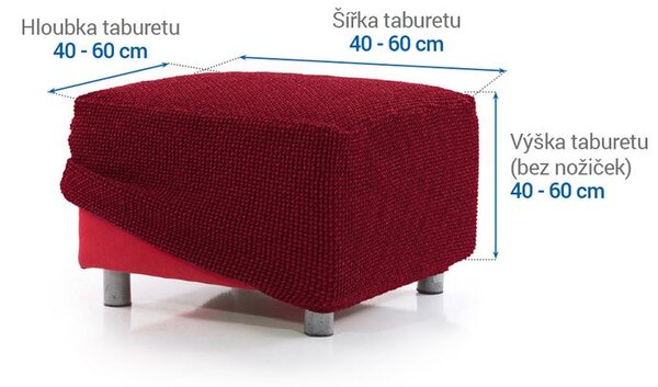 Super strečové potahy NIAGARA bordó taburet (40 - 60 cm)