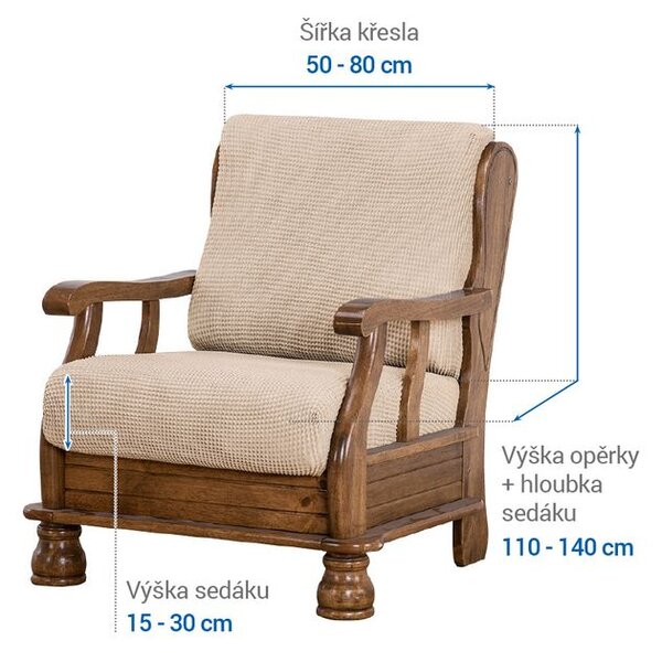 Super strečové potahy NIAGARA smetanová relaxační křeslo ( š. 70 - 90 cm)