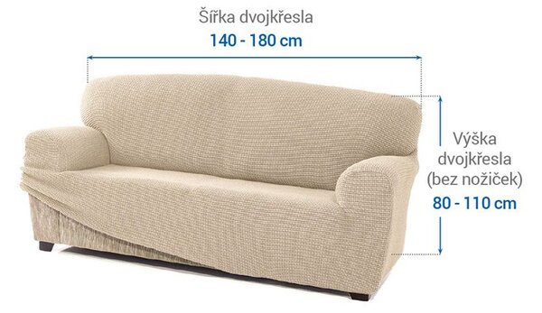 Super strečové potahy NIAGARA smetanová dvojkřeslo (š. 140 - 180 cm)
