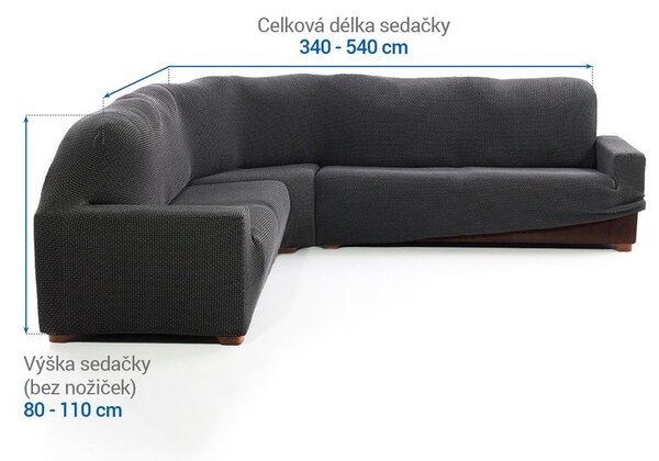 Super strečové potahy NIAGARA antracitová rohová sedačka (š. 340 - 540 cm)