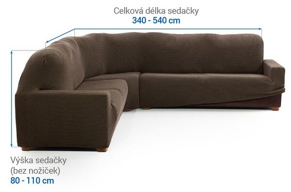 Super strečové potahy NIAGARA tabáková rohová sedačka (š. 340 - 540 cm)