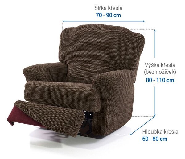 Super strečové potahy NIAGARA tabáková relaxační křeslo ( š. 70 - 90 cm)