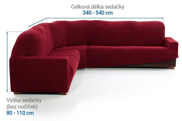 Super strečové potahy NIAGARA bordó rohová sedačka (š. 340 - 540 cm)