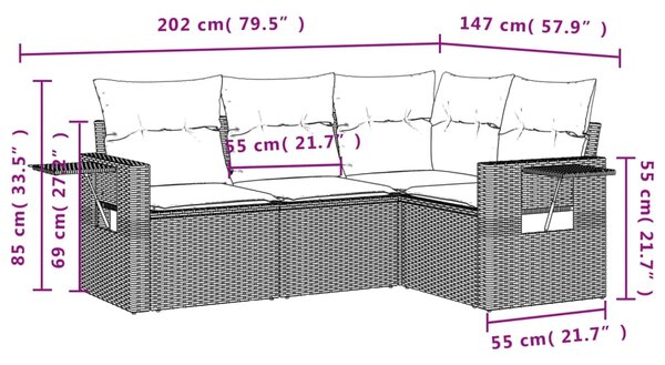4dílná zahradní sedací souprava s poduškami béžová polyratan 3252446