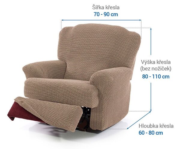 Super strečové potahy NIAGARA oříšková relaxační křeslo ( š. 70 - 90 cm)