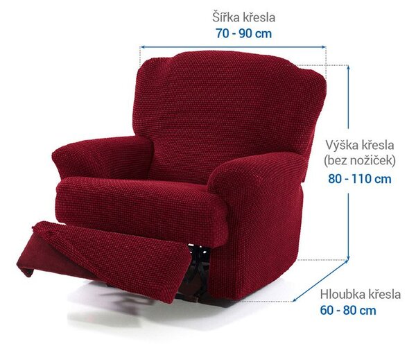 Super strečové potahy NIAGARA bordó relaxační křeslo ( š.70 - 90 cm)