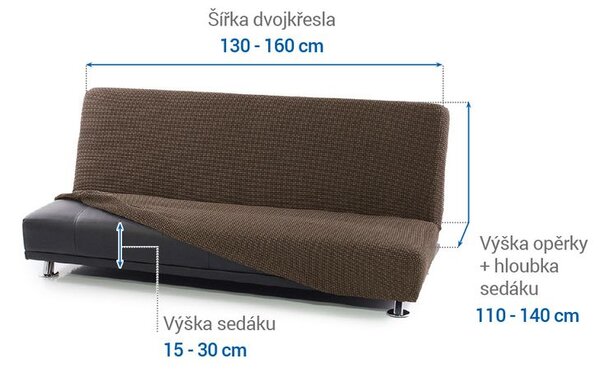 Super strečové potahy NIAGARA tabáková dvojkřeslo s dřevěnými rukojeťmi (š. 130 - 160 cm)