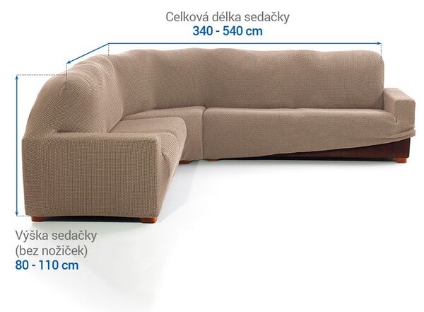 Super strečové potahy NIAGARA oříšková rohová sedačka (š. 340 - 540 cm)