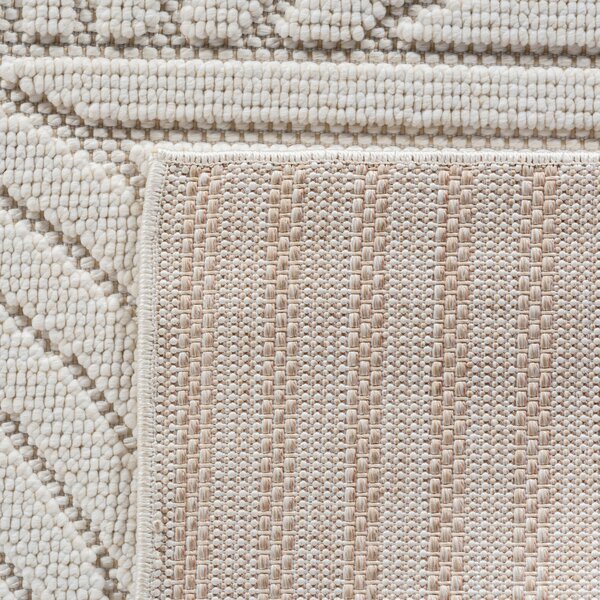 Ayyildiz, Kusový koberec Helix 2201 cream kruh, 80x80, bílá, chodba / předsíň