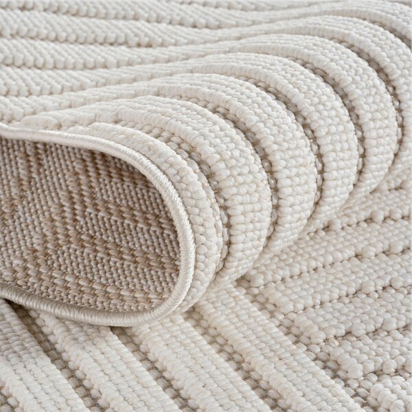 Ayyildiz, Kusový koberec Helix 2201 cream kruh, 80x80, bílá, chodba / předsíň