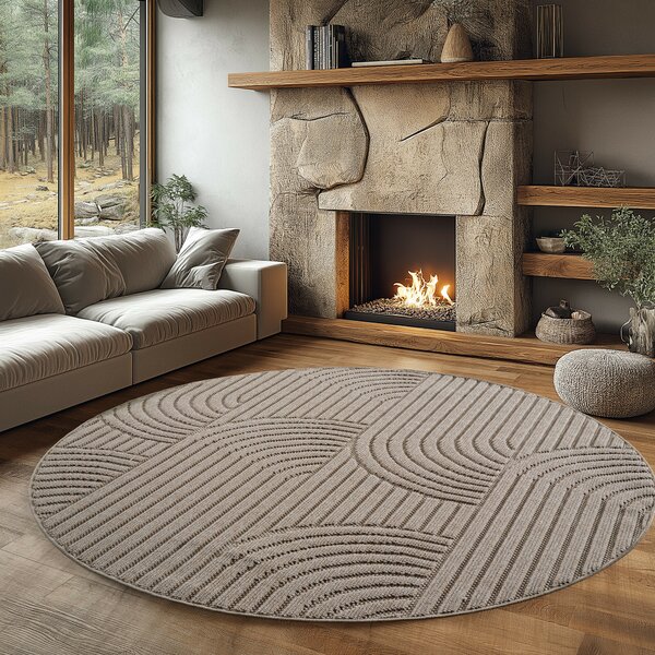 Ayyildiz, AKCE: 160x160 cm Kusový koberec Helix 2201 beige kruh, béžová, chodba / předsíň