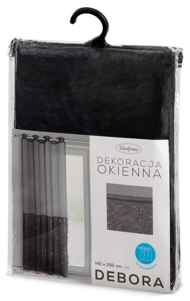 ZÁCLONA NA KROUŽCÍCH DEBORA 140X250 CM ČERNÁ