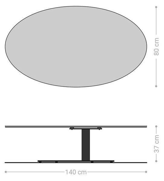 DELIFE Konferenční stolek Edge oválný 140x80 cm keramika Minas Melange Vibany kov titanová barva