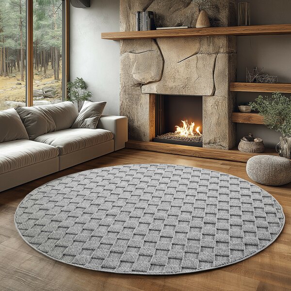 Ayyildiz, Kusový koberec Helix 2203 silver kruh, 120x120, šedá, chodba / předsíň